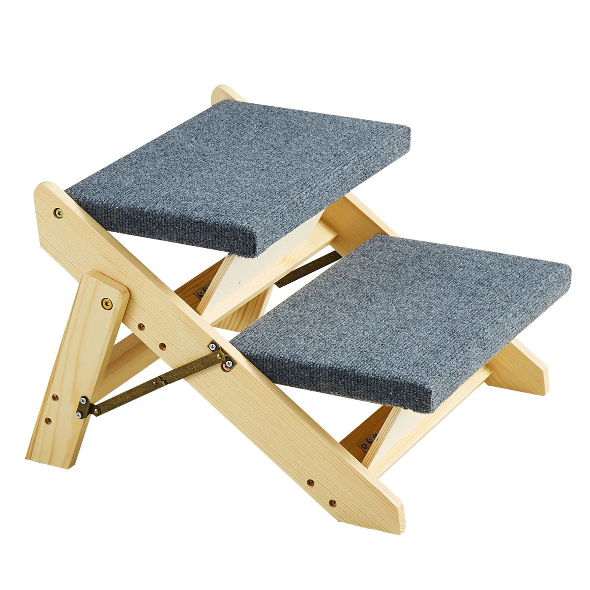 Wooden Pet Steps, Convertible 2-in-1 Dog Stairs and Ramp for Beds, Sofas, and Vehicles, Supports Small to Large Animals up to 110 lbs, Foldable Design for Easy Storage