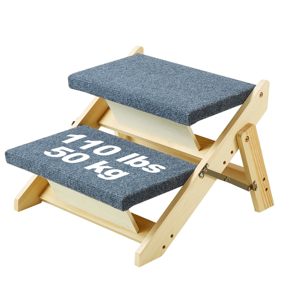 Wooden Pet Steps, Convertible 2-in-1 Dog Stairs and Ramp for Beds, Sofas, and Vehicles, Supports Small to Large Animals up to 110 lbs, Foldable Design for Easy Storage