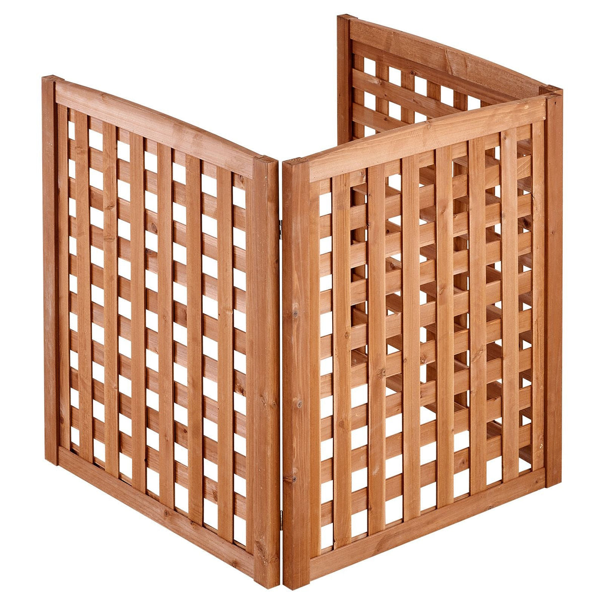 Wooden Privacy Fence, 32 x 38 inch Air Conditioner Fence, 3 Panel Solid Outdoor Wood Privacy Screen with Adjustable Angle, Hinge-Reinforced Structure, Trash Can Hider Fences for Garden