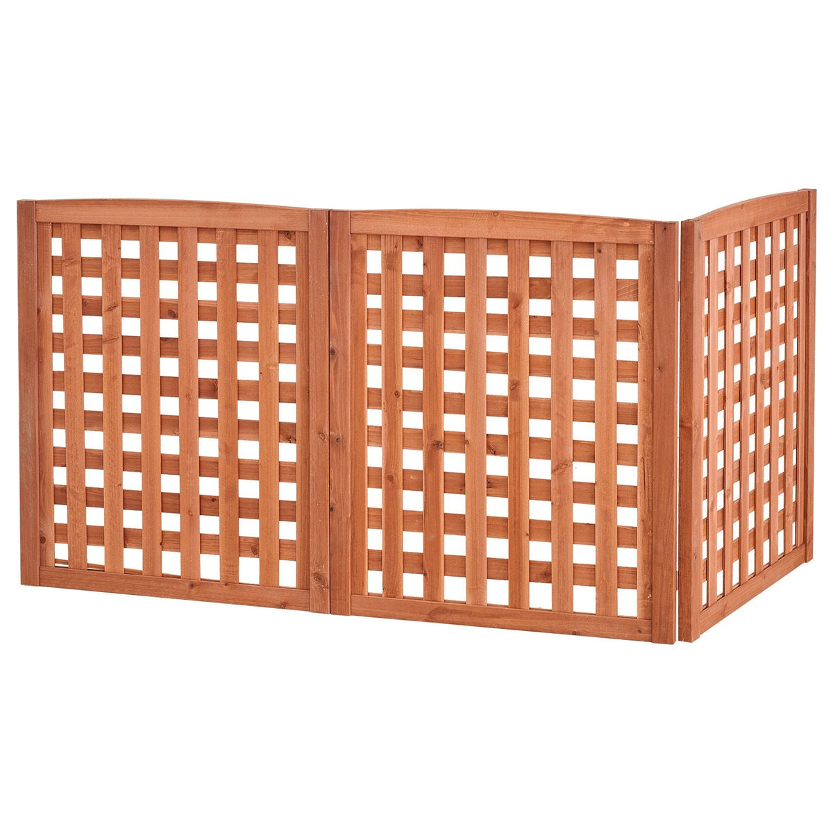 Wooden Privacy Fence, 32 x 38 inch Air Conditioner Fence, 3 Panel Solid Outdoor Wood Privacy Screen with Adjustable Angle, Hinge-Reinforced Structure, Trash Can Hider Fences for Garden