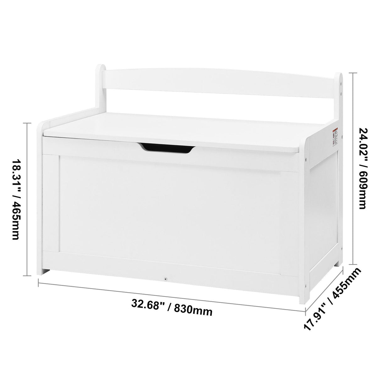 Wooden Toy Chest for Kids, Toddler Toy Storage Box with Flip-Top Lid and Safety Hinge, 32.68 x 17.91 x 24.02" Large Kids Storage Bench for Playroom, Bedroom, Living Room or Entryway, White