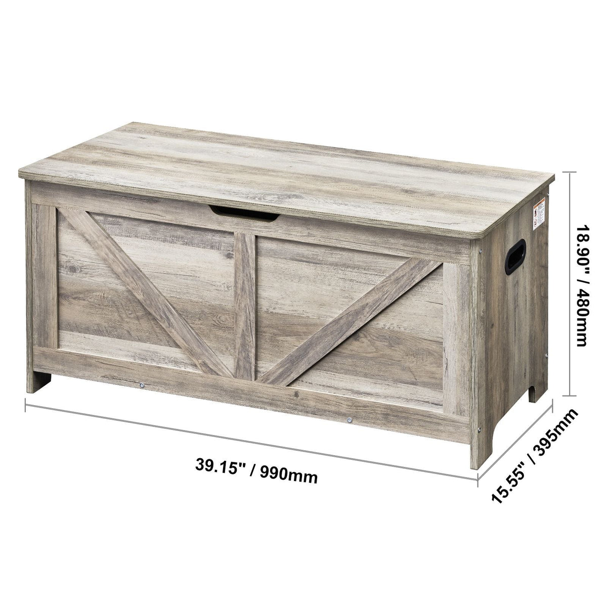Wooden Toy Chest for Kids, Toddler Toy Storage Box with Flip-Top Lid and Safety Hinge, 38.98 x 15.55 x 18.9" Large Kids Storage Bench for Playroom, Bedroom, Living Room or Entryway, Gray