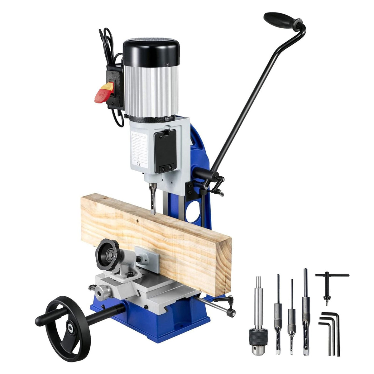 Woodworking Mortise Machine, 1/2 HP 1700RPM Powermatic Mortiser, With Movable Work Bench Benchtop Mortising Machine, For Making Round Holes Square Holes Or Special Square Holes In Wood
