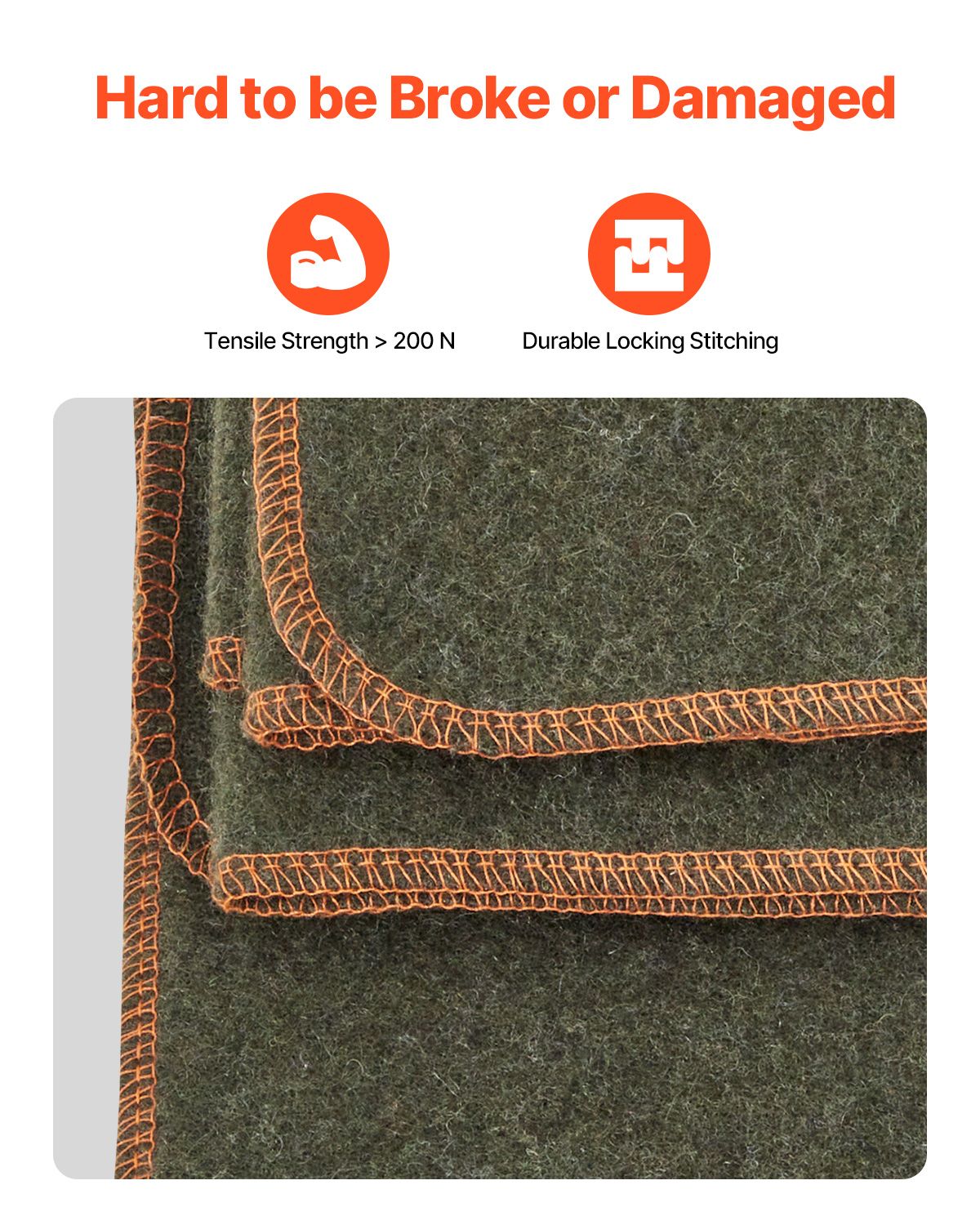 Wool Camping Blanket, Large Warm Stadium Blanket, Waterproof & Windproof, Flame Retardant, Great for Outdoors, Picnics, Hiking, Sports Events, Travel, 64" x 88" (80% Wool), Army Green