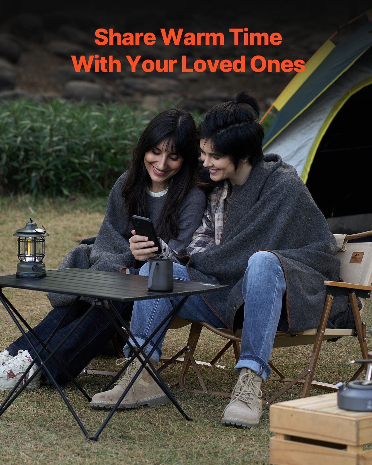 Wool Camping Blanket, Large Warm Stadium Blanket, Waterproof & Windproof, Flame Retardant, Great for Outdoors, Picnics, Hiking, Sports Events, Travel, 64" x 88" (80% Wool), Light Grey