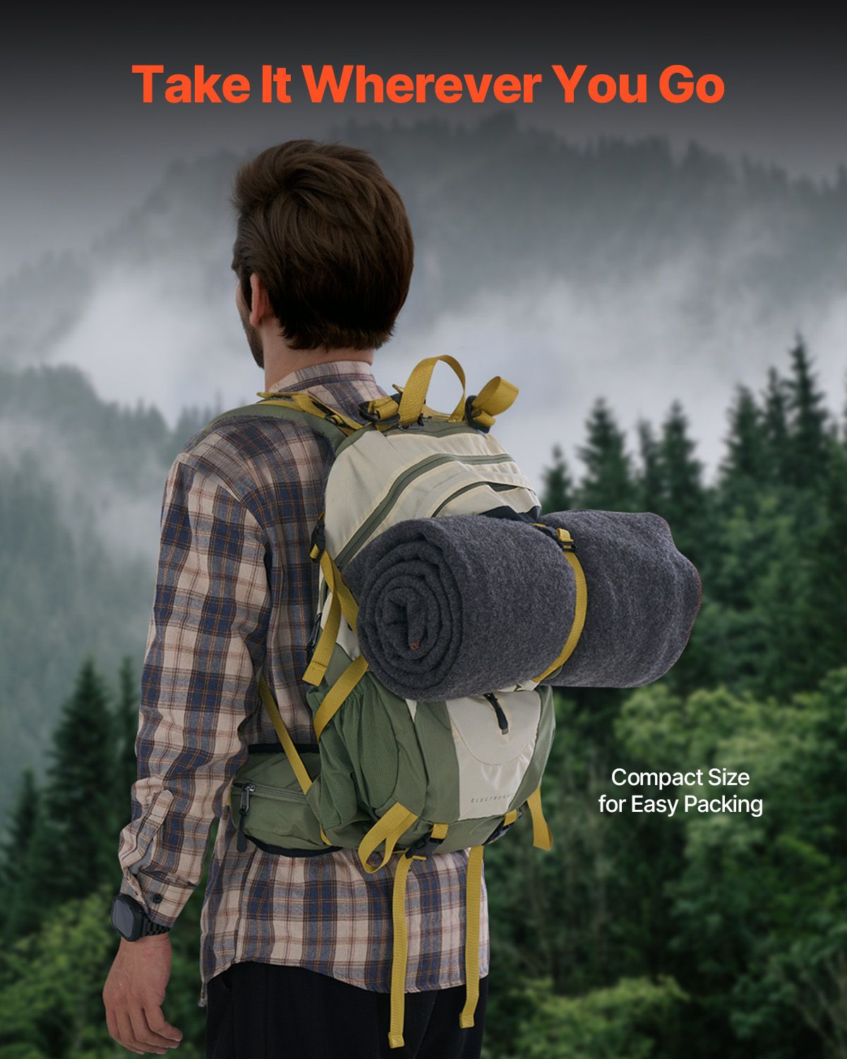 Wool Camping Blanket, Large Warm Stadium Blanket, Waterproof & Windproof, Flame Retardant, Great for Outdoors, Picnics, Hiking, Sports Events, Travel, 64" x 88" (80% Wool), Light Grey