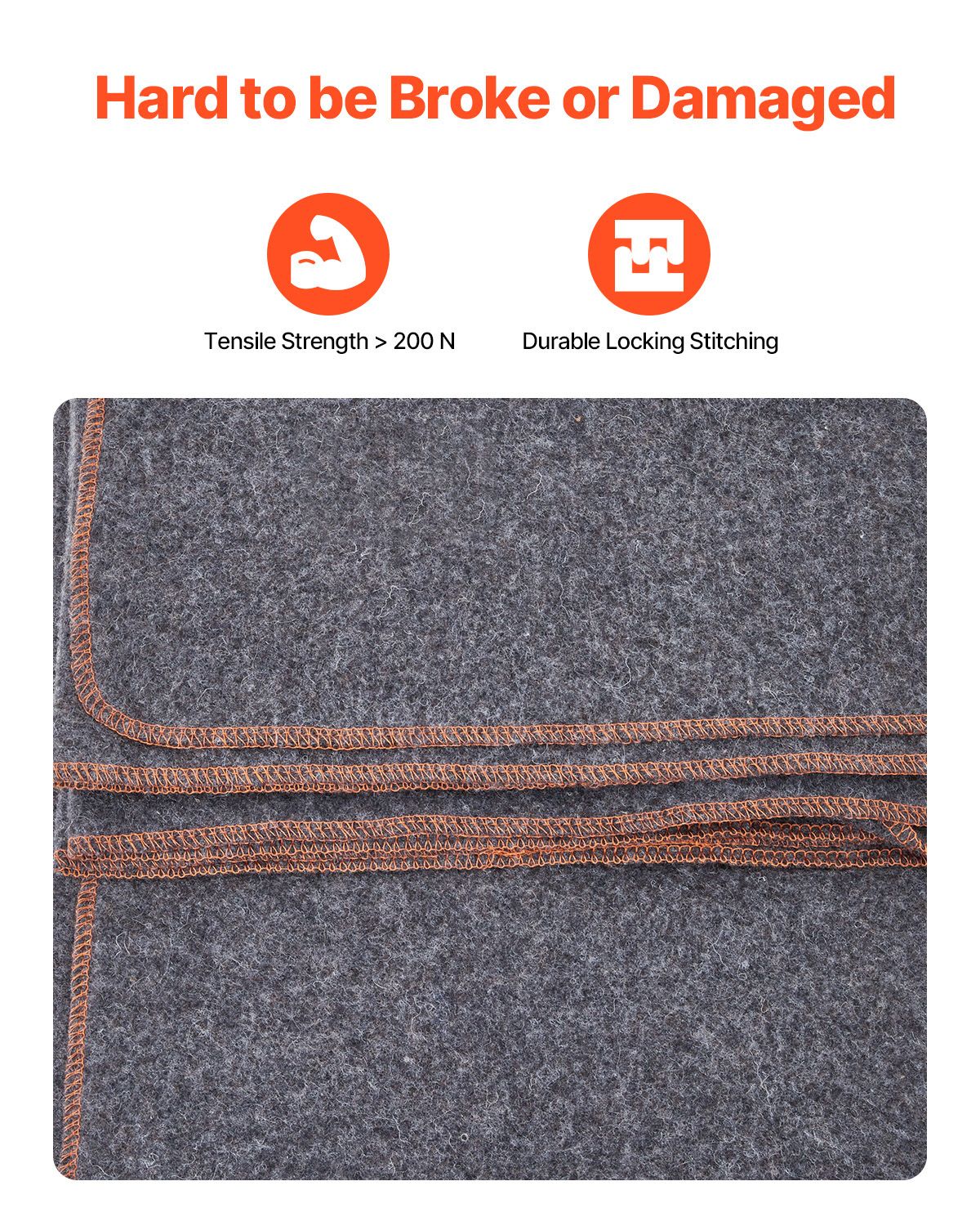 Wool Camping Blanket, Large Warm Stadium Blanket, Waterproof & Windproof, Flame Retardant, Great for Outdoors, Picnics, Hiking, Sports Events, Travel, 64" x 88" (80% Wool), Light Grey