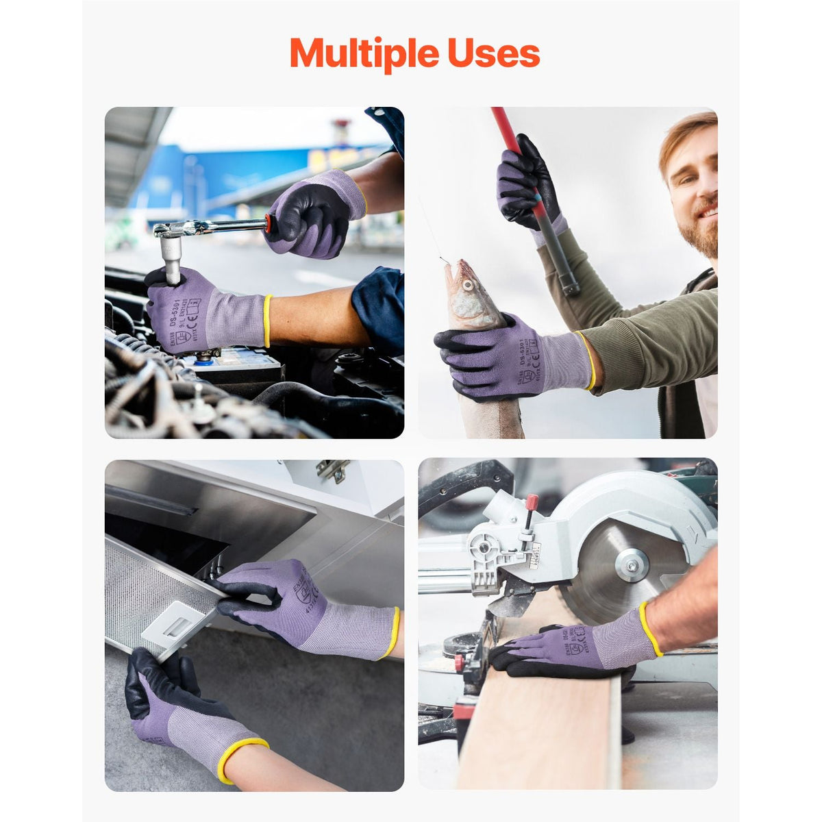 Work Gloves 12 Pairs Touch Screen Nitrile-Coated Garden Construction Gloves