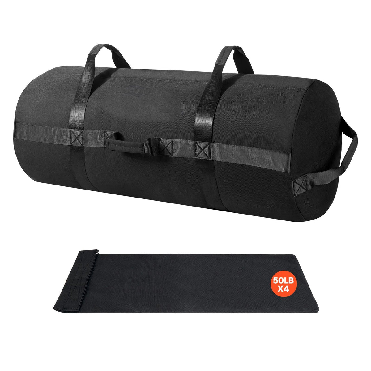 Workout Sandbag, Heavy Duty Workout Power Bags with Handles, 125-200 lbs Adjustable Slam Bag for Fitness Strength Weight Training Cross-Training, Home Gym Exercise, Black (Unfilled)