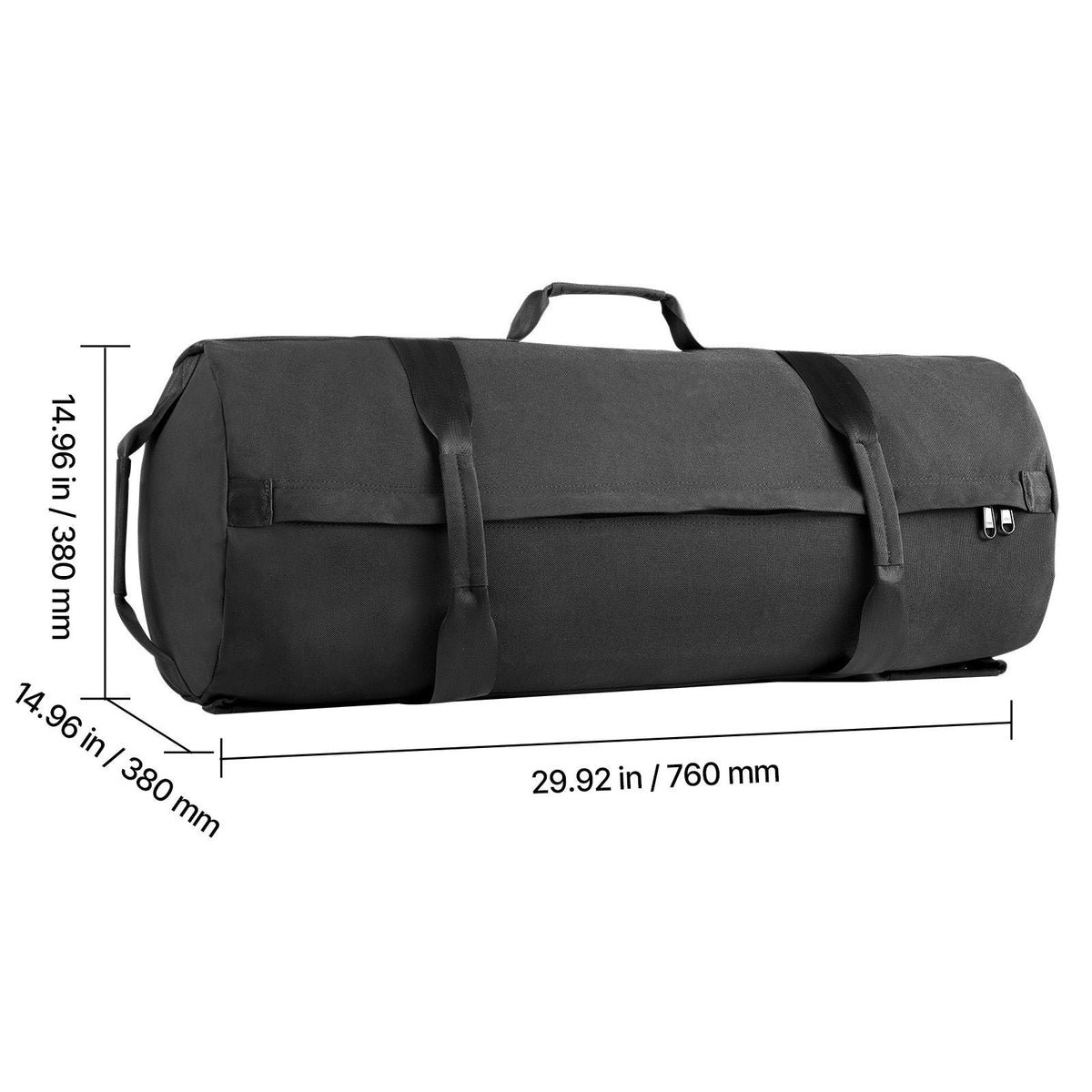 Workout Sandbag, Heavy Duty Workout Power Bags with Handles, 50-125 lbs Adjustable Slam Bag for Fitness Strength Weight Training Cross-Training, Home Gym Exercise, Black (Unfilled)