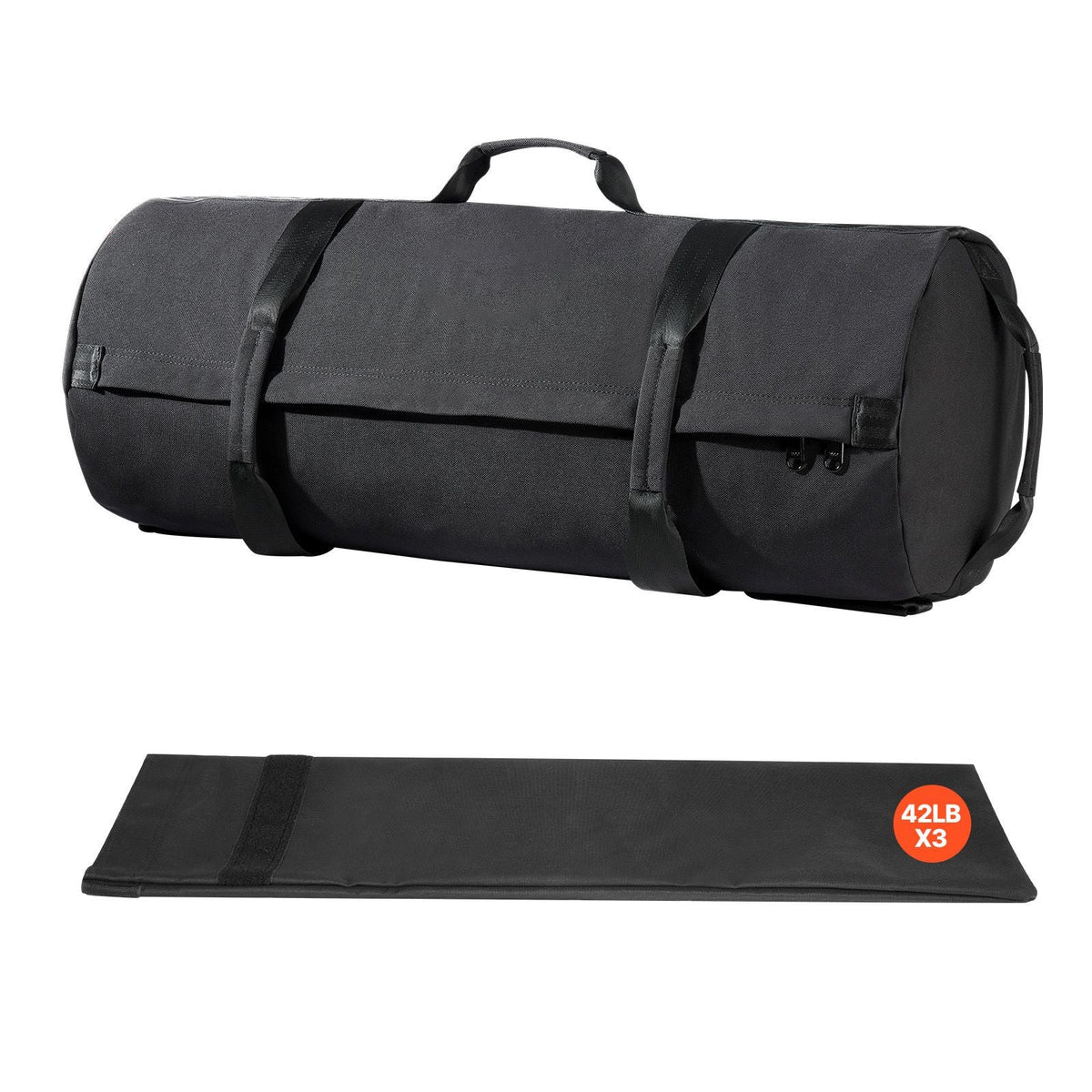 Workout Sandbag, Heavy Duty Workout Power Bags with Handles, 50-125 lbs Adjustable Slam Bag for Fitness Strength Weight Training Cross-Training, Home Gym Exercise, Black (Unfilled)