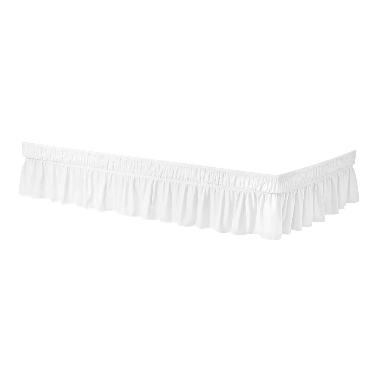 Wrap Around Bed Skirt, 15 in Drop, White Dust Ruffle Queen Size, Three Sides Adjustable Bedskirt with Easy Fit Elastic Strap, Wrinkle-Free & Fade-Resistant, Machine Washable, for Queen Size Bed