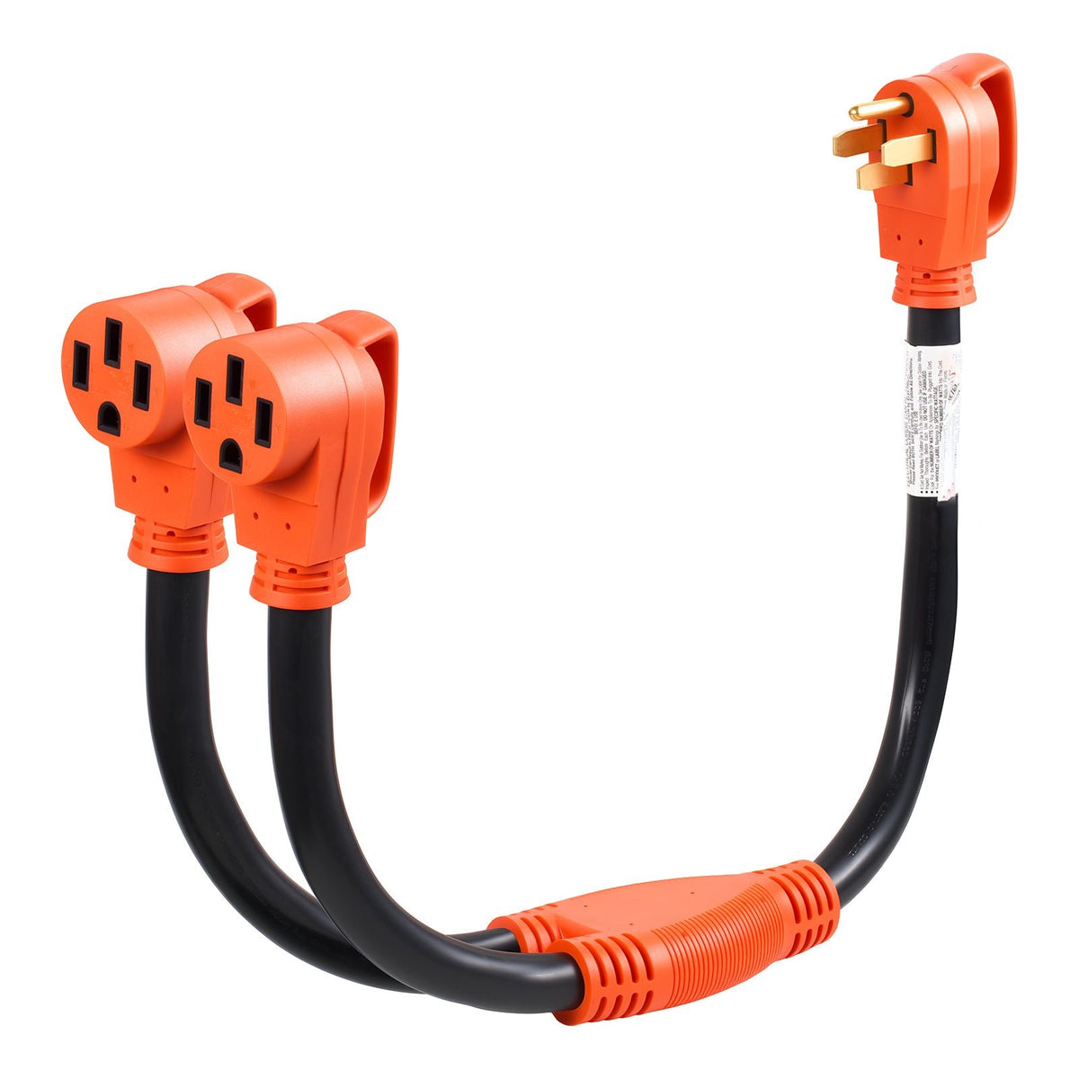 Y Splitter Adapter Cord, 50 Amp NEMA 14-50, 4 Prong 240V Splitter for RV and EV, NEMA 14-50P to Dual 14-50R Outlets with Grip Handle, Heavy Duty 6/3+8/1 STW Wire, Outdoor RV Power Extension Cord