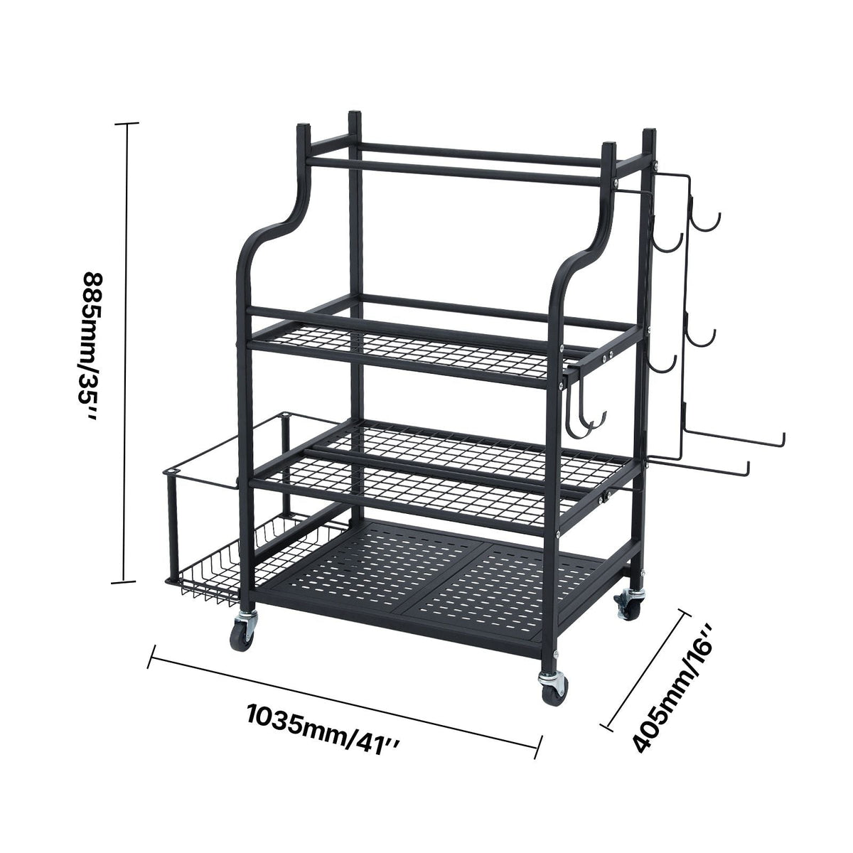 Yoga Mat Storage Rack, Home Gym Workout Equipment Organizer, Powder Coated Finish Steel Yoga Mat Holder with Hooks & Wheels, Weight Rack for Dumbbell, Kettlebell, Foam Roller, and Yoga Strap