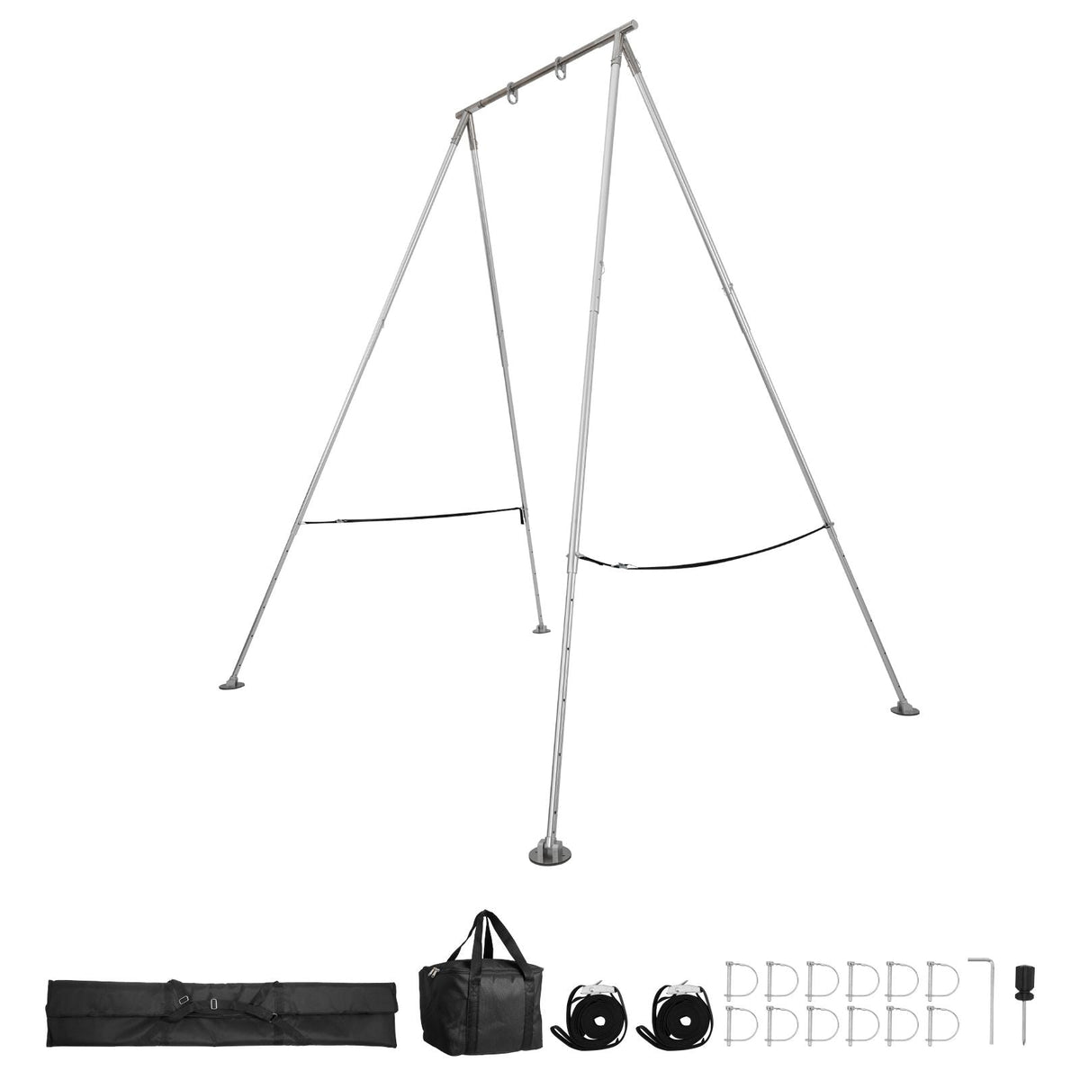 Yoga Stand Frame, Max 310 lbs Load Swing Stand, Triangular Structure Pull Up Stands, Aerial Silk Stands with Height Adjustable & Aluminum Frame Legs, Stainless Steel Top Bar