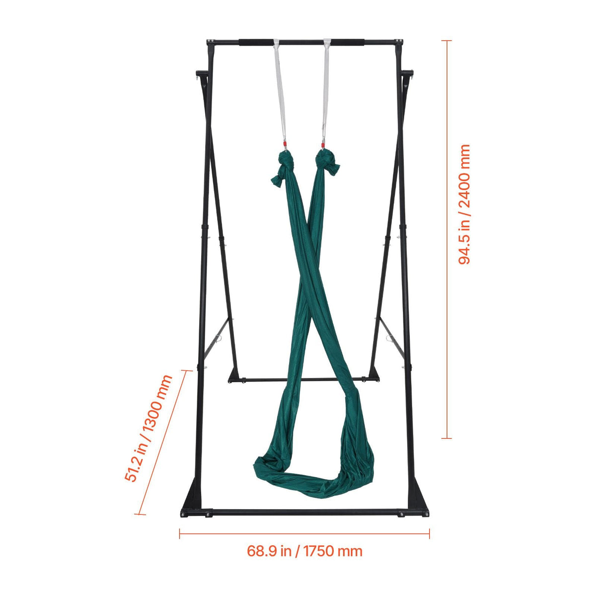 Yoga Stand Frame, Max 440.9 lbs Load Swing Stand, Triangular Structure Pull Up Stands, Aerial Silk Stands with EVA Foam & 6.6-yard Yoga Hammock, 4-Level Horizontal & 6-Level Vertical Adjustment