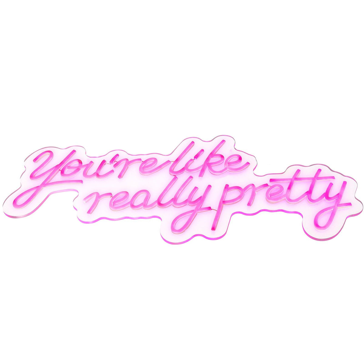 You're Like Really Pretty Neon Sign, 27.5" x 12" Pink LED Neon Signs for Wall Decor, Large Lights Sign with Remote Control and Power Adapter, Used for Party, Wedding, Living Room, Office