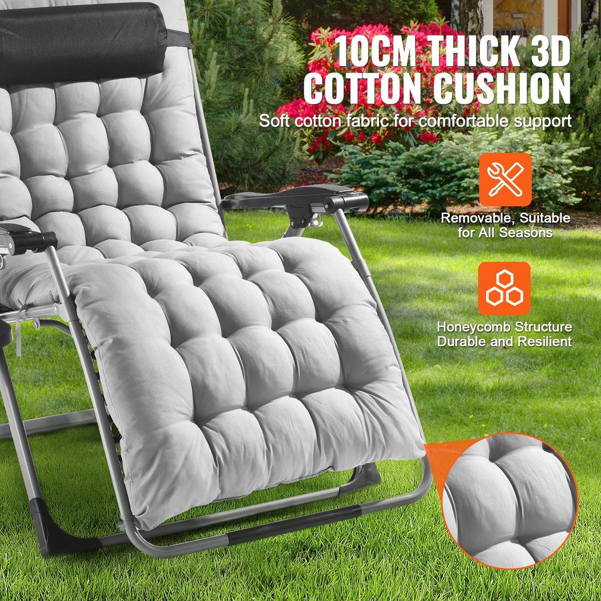 Zero Gravity Chair, 33 inch Zero Gravity Recliner Lounge Chair for Indoor and Outdoor, Adjustable Anti Gravity Chair with Cushion, Headrest, Footrest, and Cupholder, 500 lbs, Gray