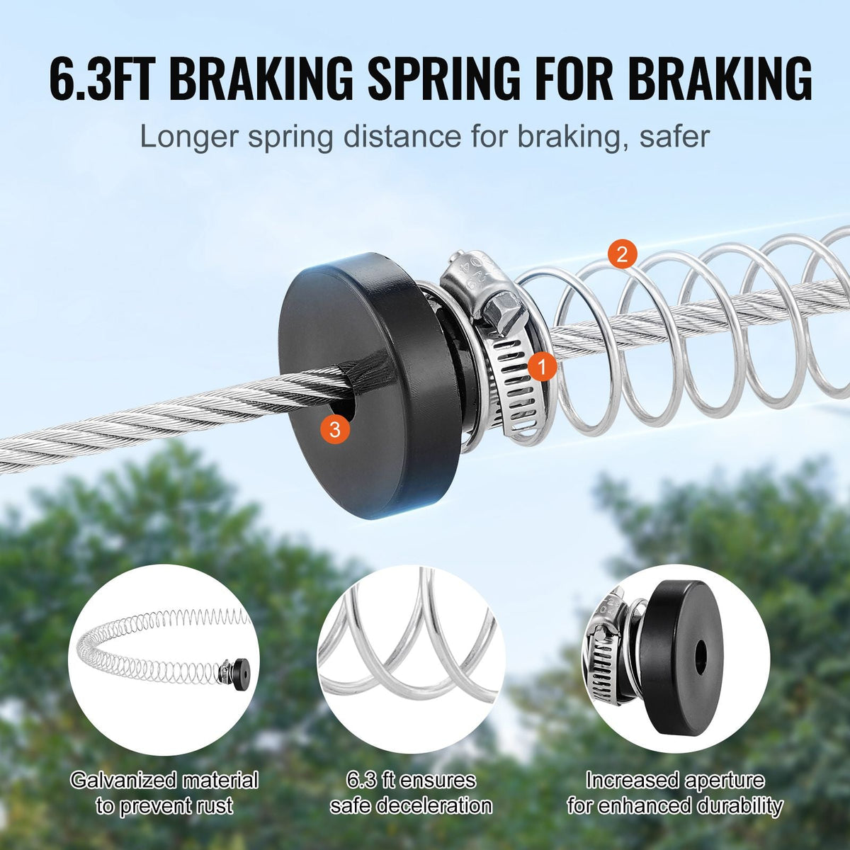 Zipline Kit for Kids and Adult, 100 ft Zip Line Kits Up to 500 lb, Backyard Outdoor Quick Setup Zipline, Playground Entertainment with Stainless Steel Zipline, Spring Brake, Safety Harness, Seat