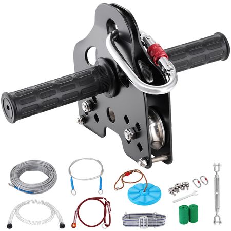 Zipline Kit for Kids and Adult, 60 ft Zip Line Kits Up to 500 lb, Backyard Outdoor Quick Setup Zipline, Playground Entertainment with Stainless Steel Zipline, Spring Brake, Safety Harness, Seat